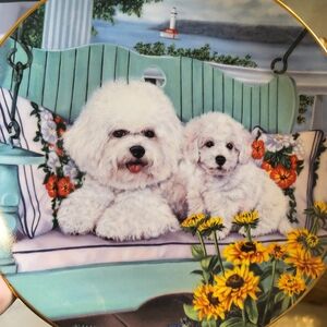 Bichons Frise Dog Puppy SWING SET Michele Amatrula DANBURY MINT PLATE